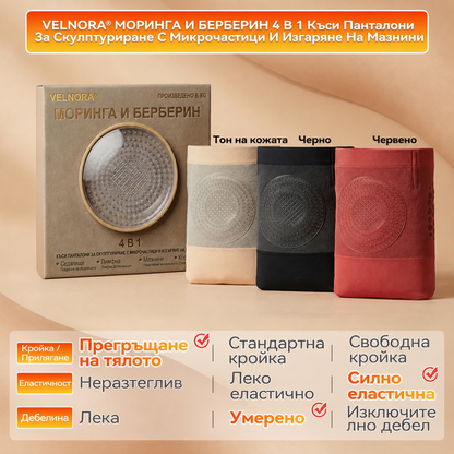 🎉🎁Официален магазин |𝐕𝐄𝐋𝐍𝐎𝐑𝐀® 𝟐𝟎𝟐𝟔 МОРИНГА И БЕРБЕРИН 4 B 1 Къси Панталони За Скулптуриране С Микрочастици И Изгаряне На Мазнини